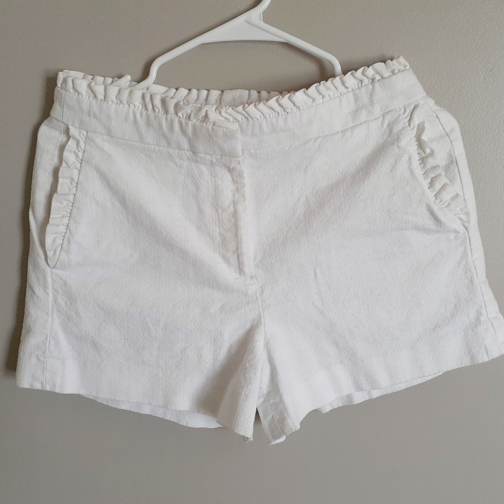 J. Crew White Shorts with Rufffle Details, Sz 4